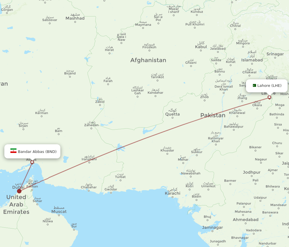LHE-BND flight routes