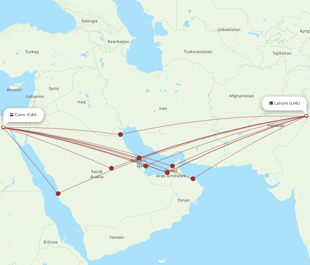 LHE-CAI flight routes