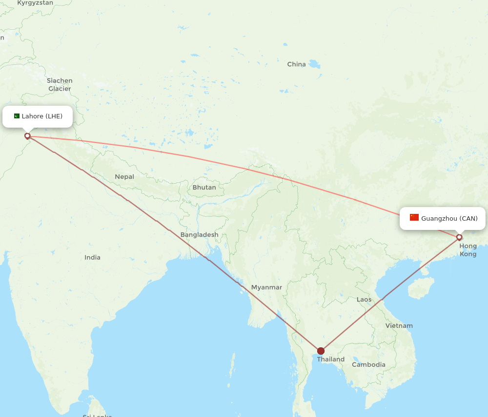 LHE-CAN flight routes