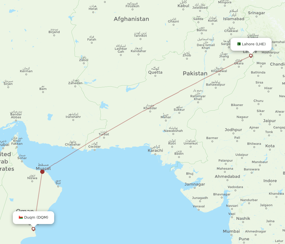 LHE-DQM flight routes