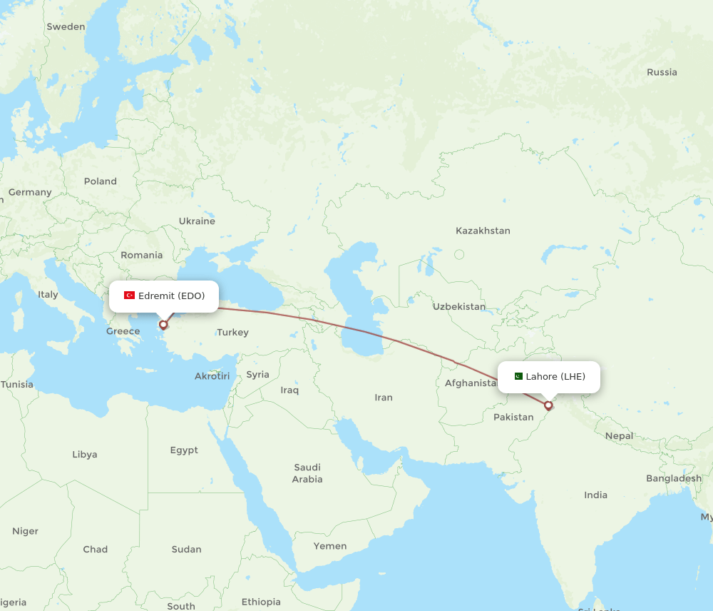 LHE-EDO flight routes