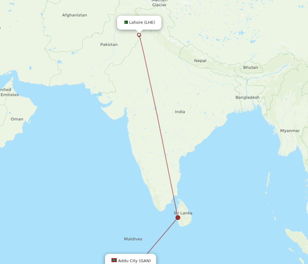 LHE to GAN flights and routes map