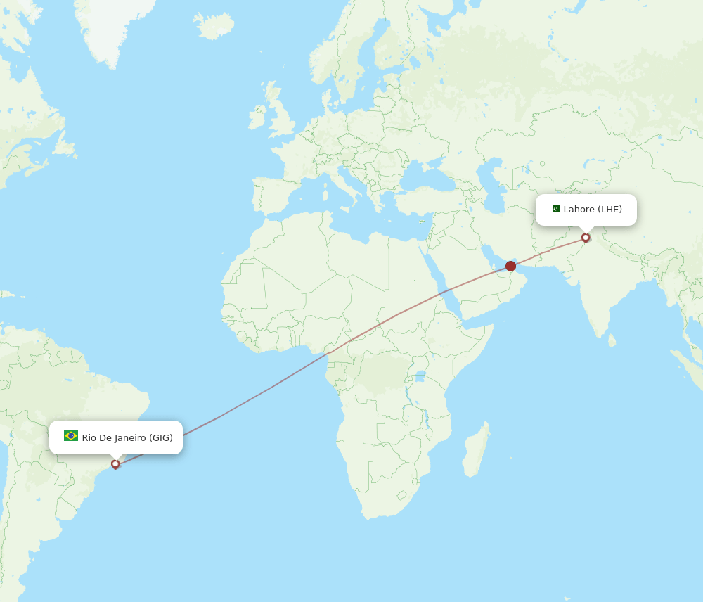 LHE-GIG flight routes