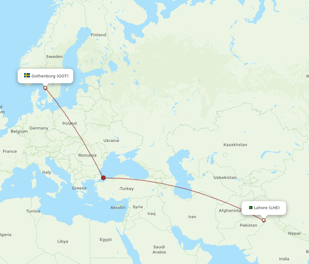 LHE-GOT flight routes