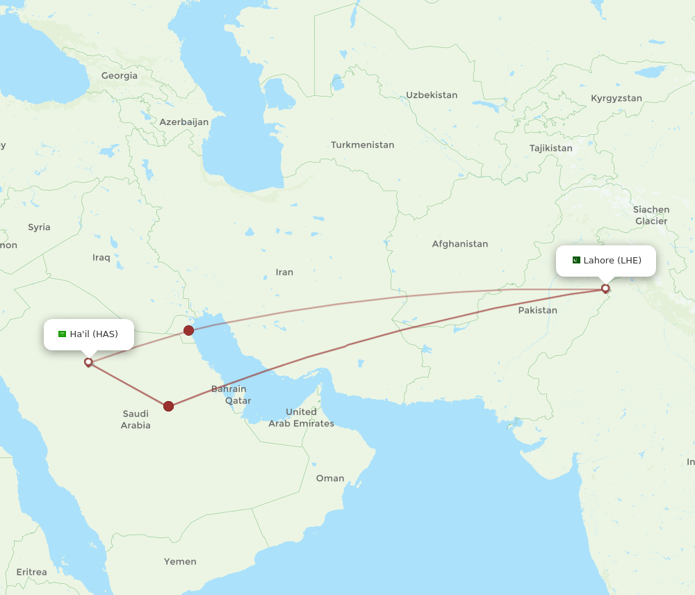 LHE-HAS flight routes