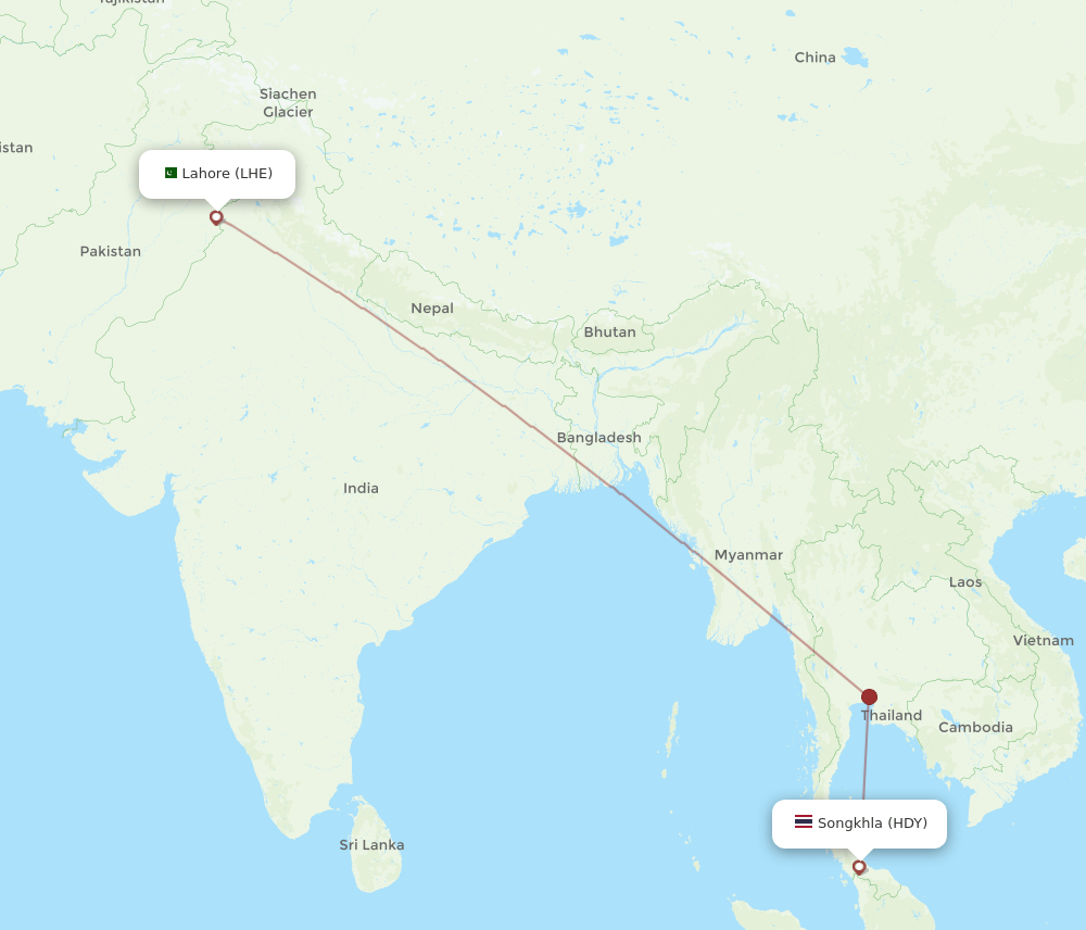 LHE-HDY flight routes