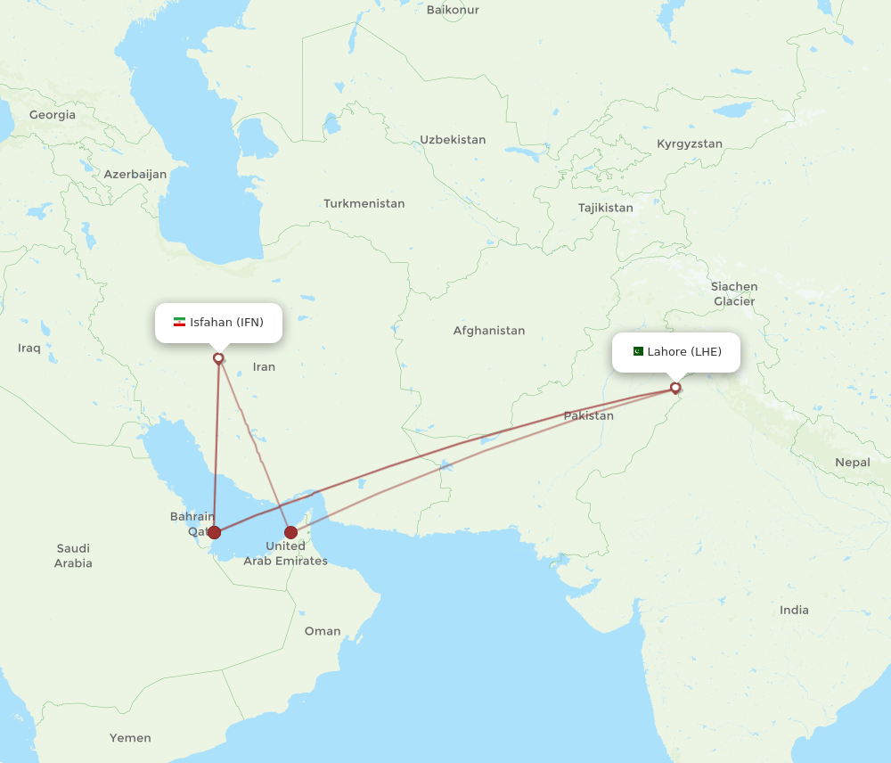 LHE-IFN flight routes