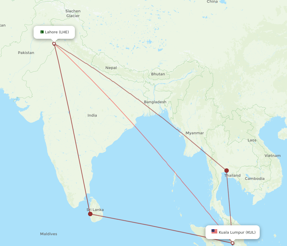 LHE-KUL flight routes