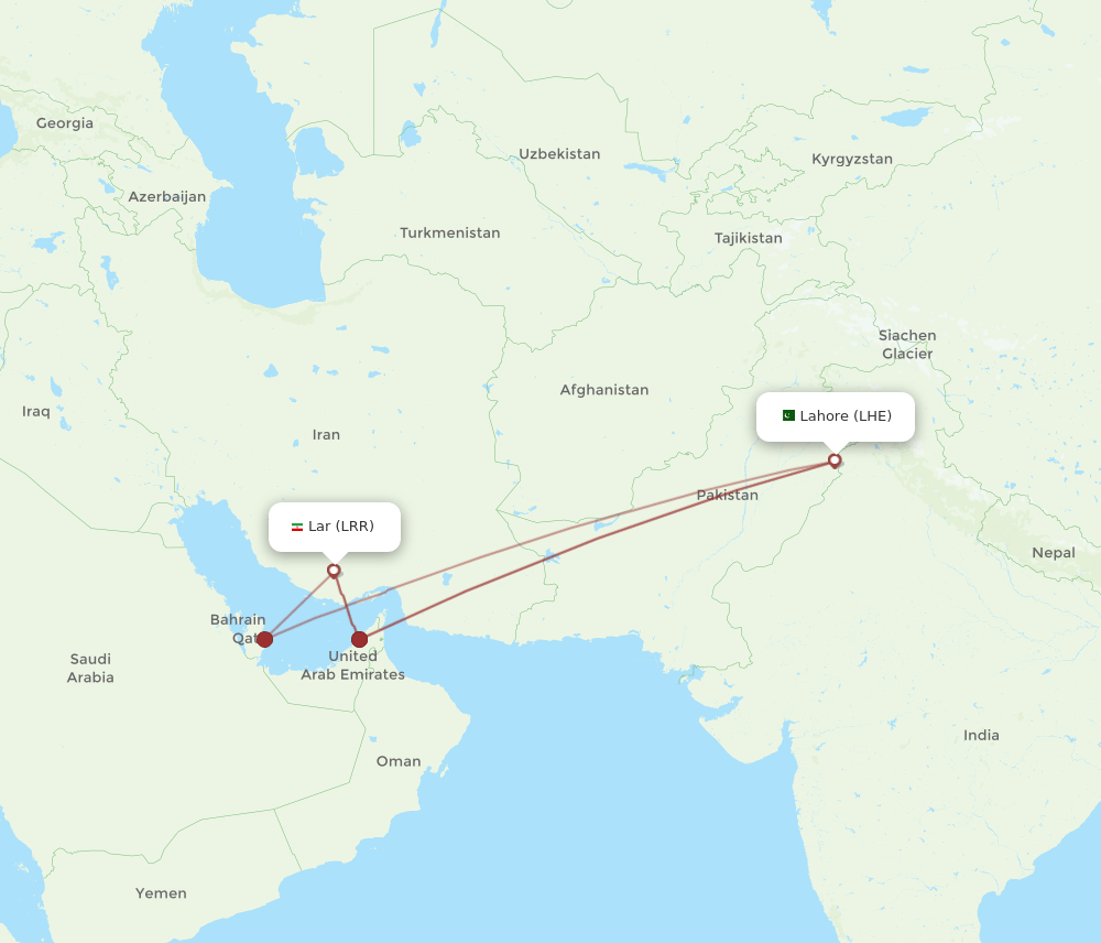 LHE to LRR flights and routes map
