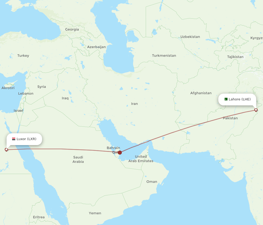 LHE-LXR flight routes