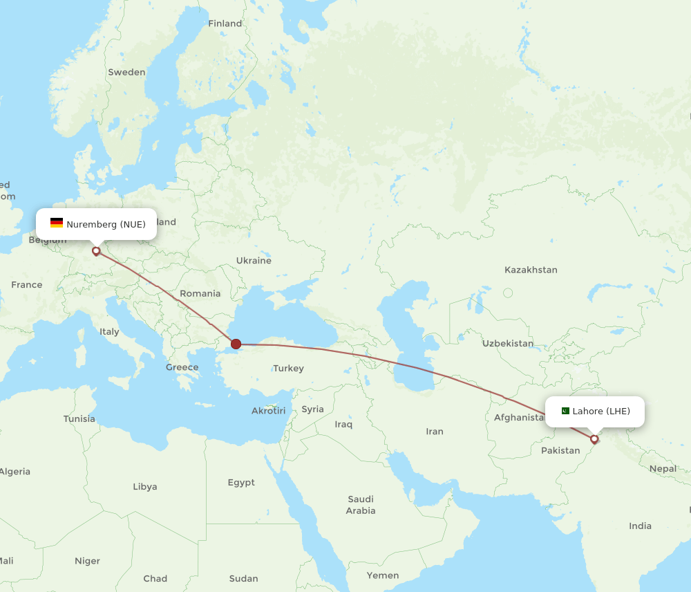 LHE-NUE flight routes