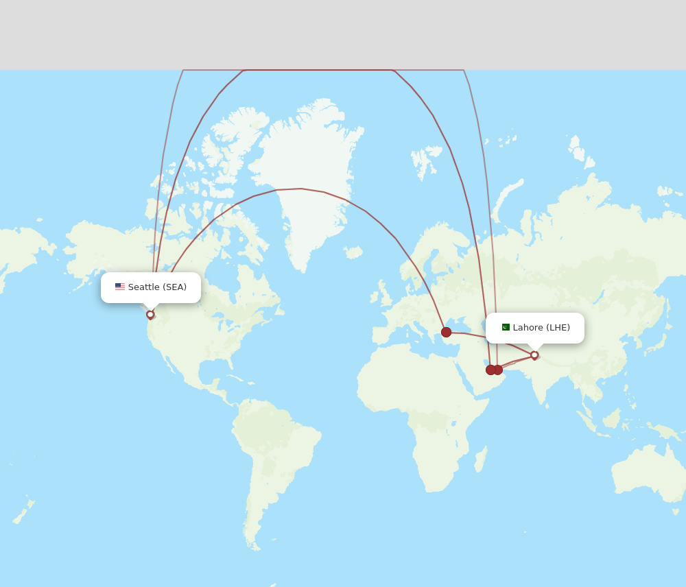 LHE to SEA flights and routes map