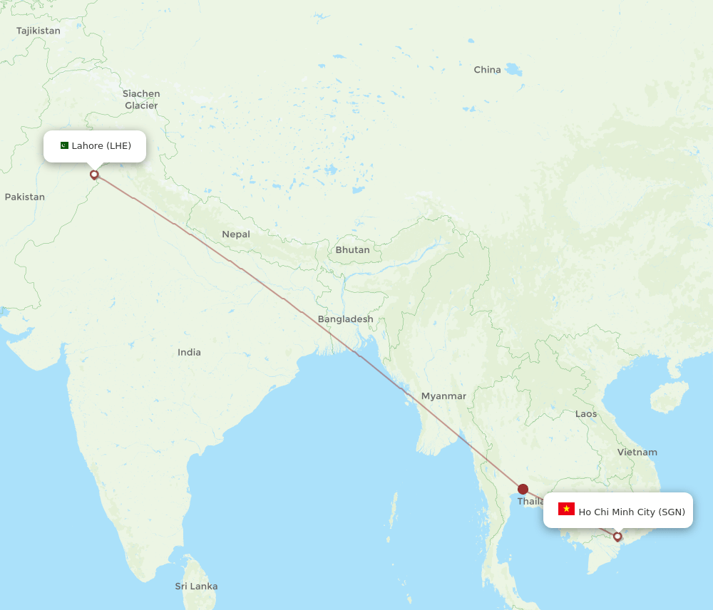 LHE-SGN flight routes