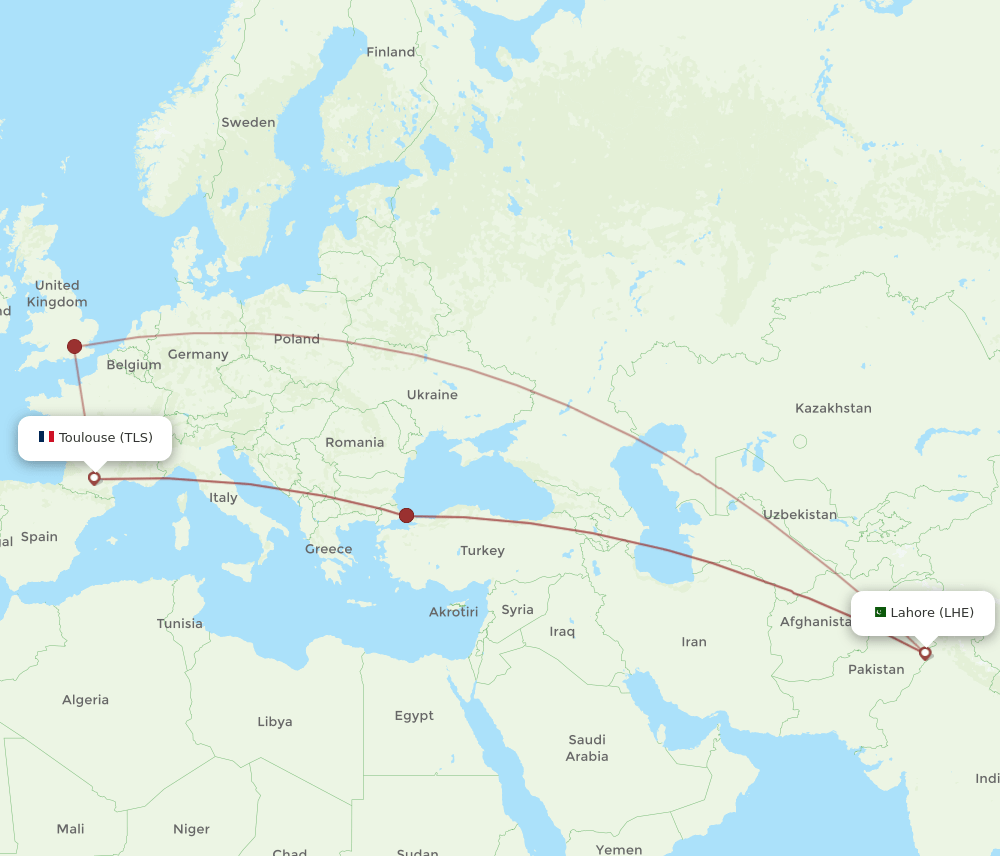 LHE-TLS flight routes