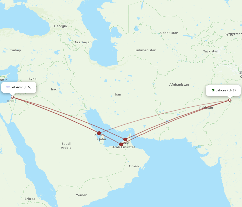 LHE-TLV flight routes
