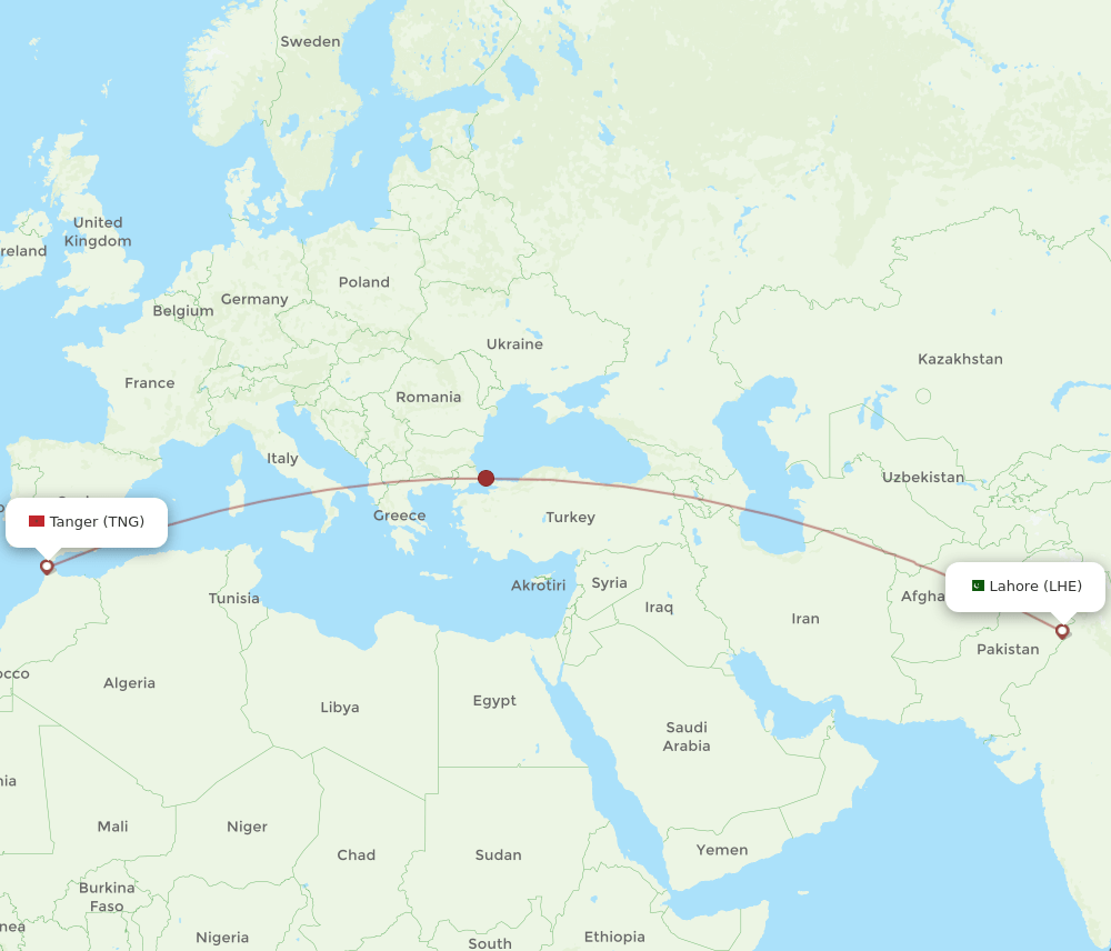 LHE-TNG flight routes