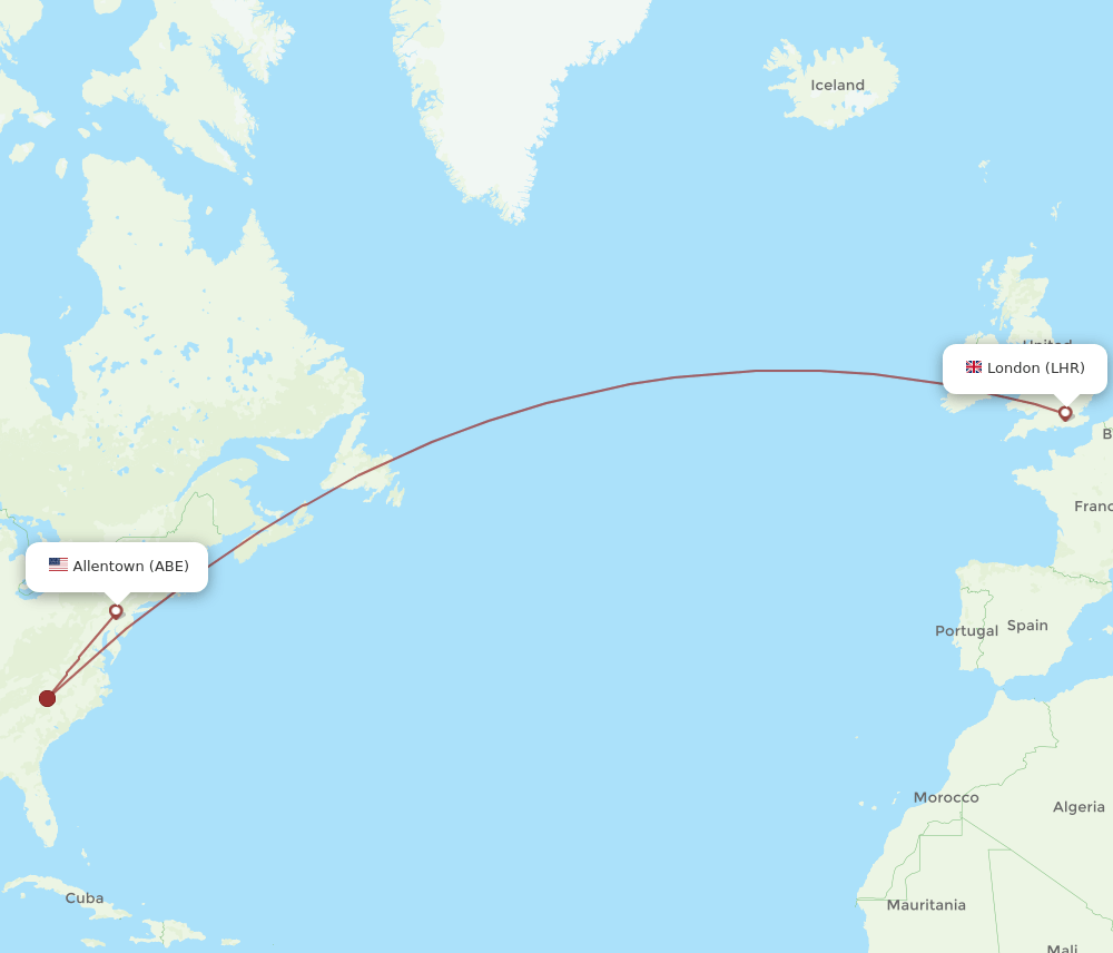 LHR-ABE flight routes