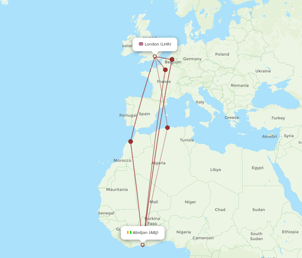 LHR-ABJ flight routes