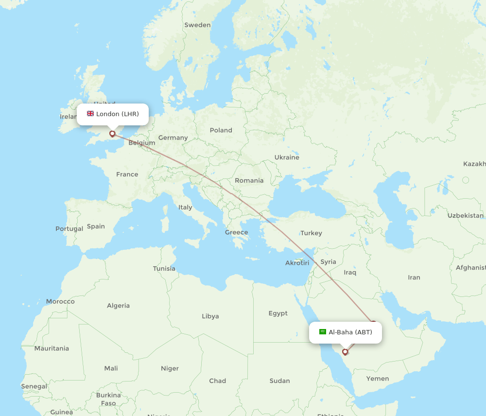 LHR-ABT flight routes
