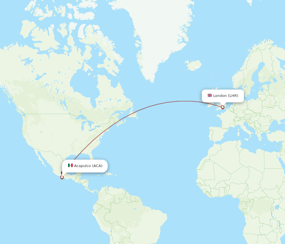 LHR to ACA flights and routes map