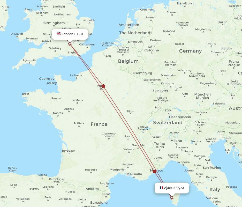 LHR-AJA flight routes