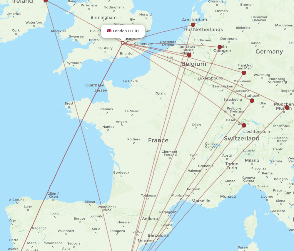 LHR to ALC flights and routes map