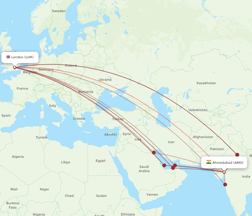 LHR-AMD flight routes