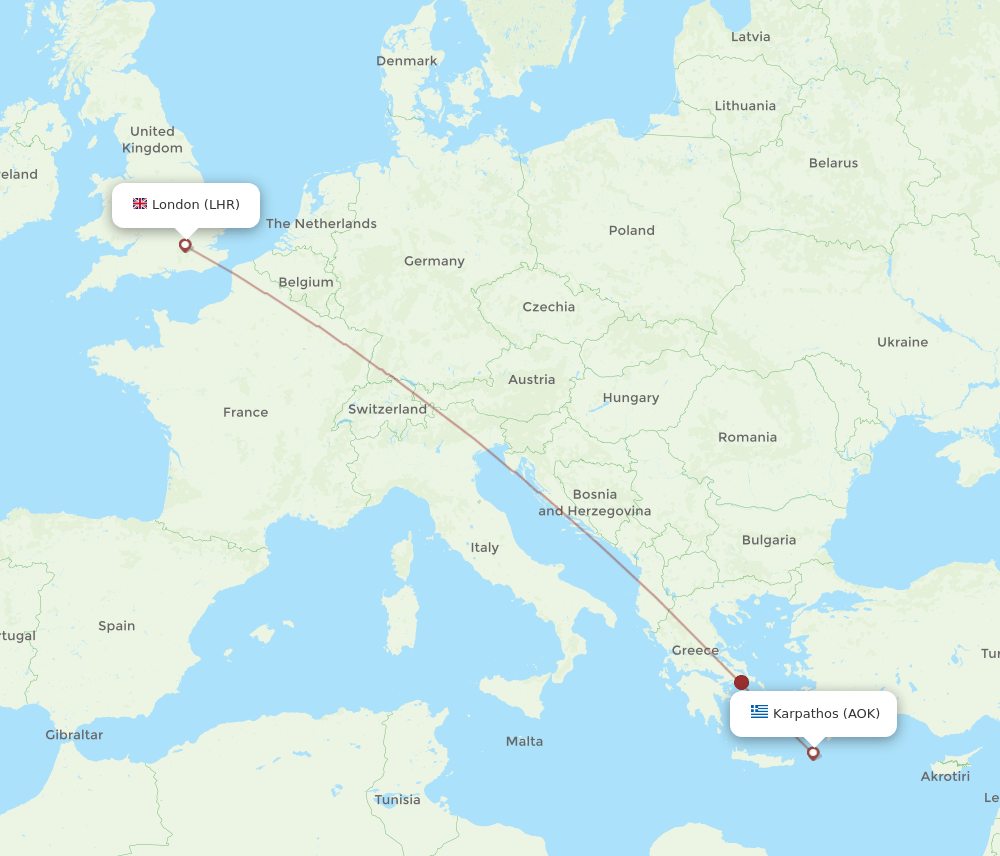 LHR-AOK flight routes