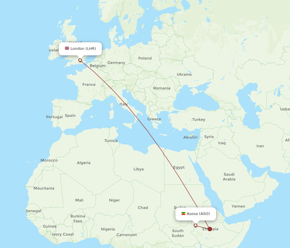 LHR-ASO flight routes