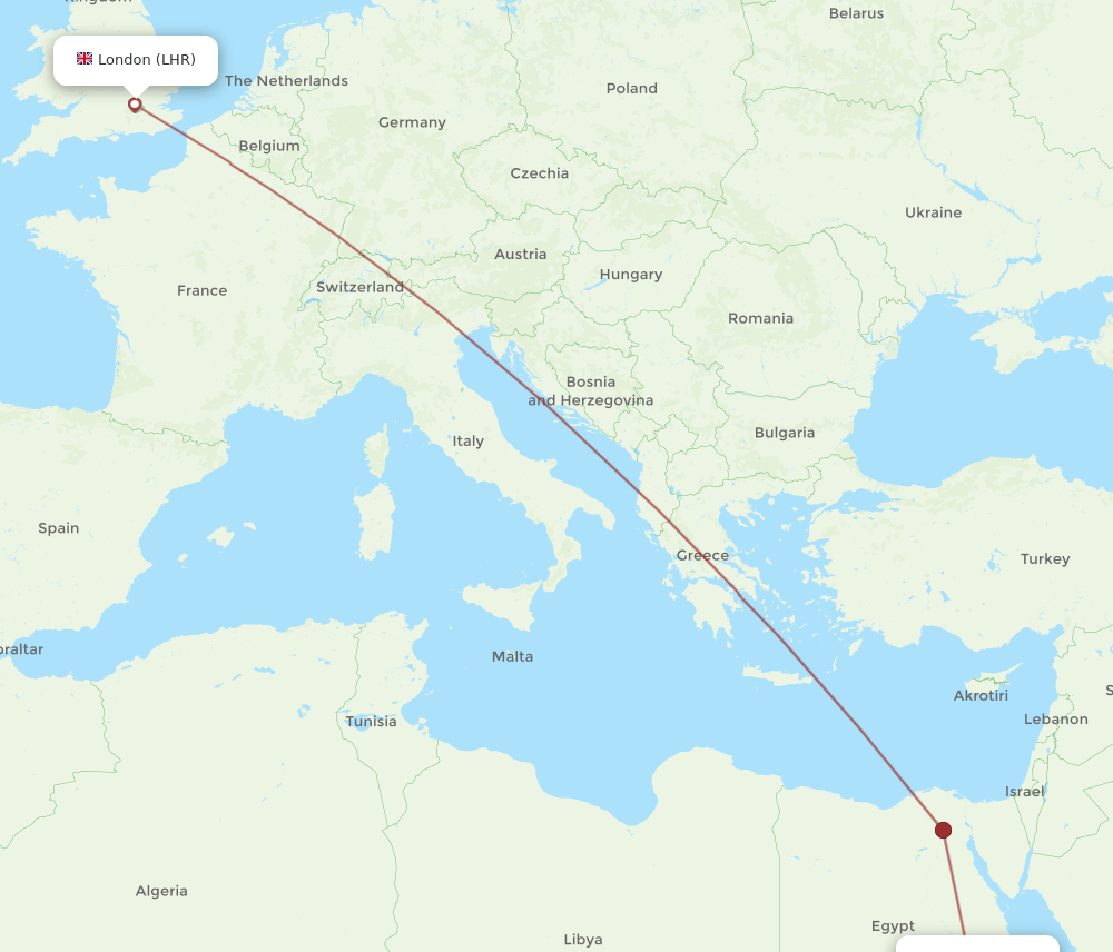 LHR-ASW flight routes