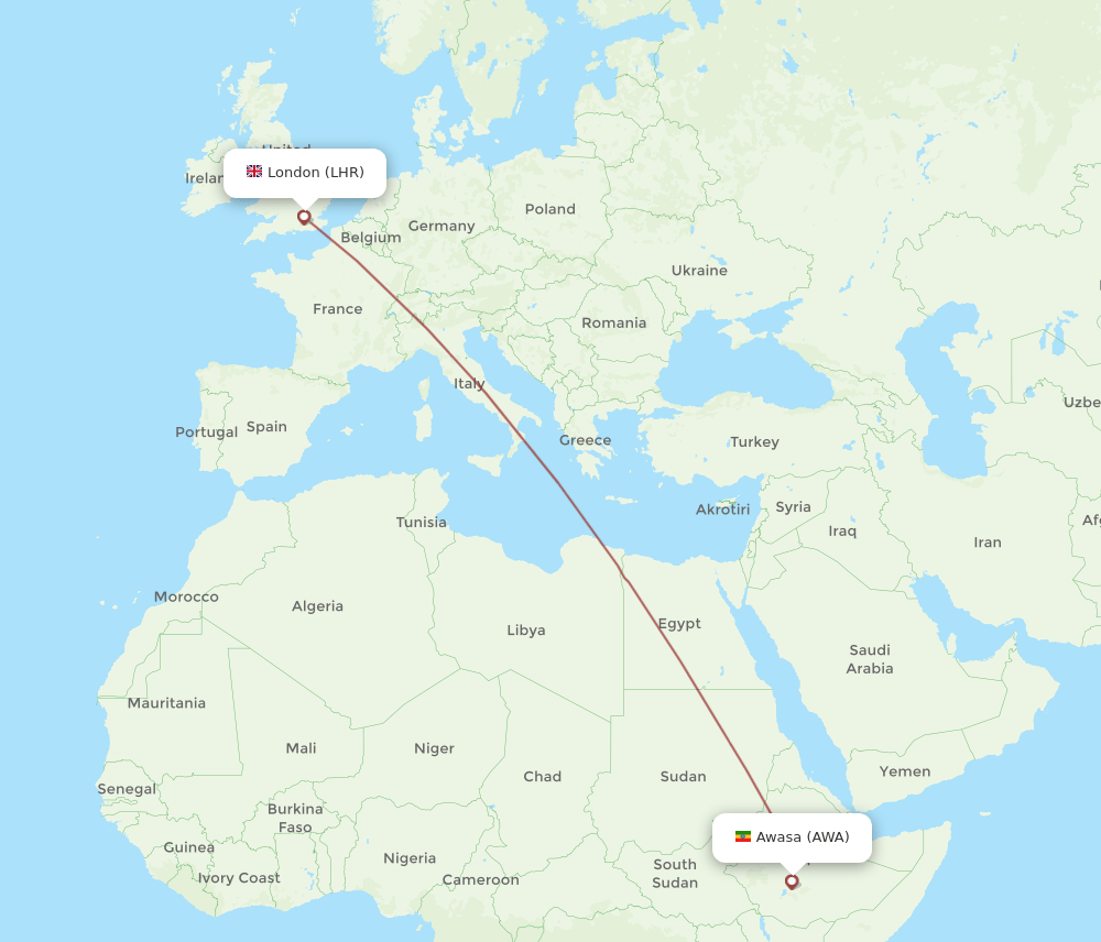 LHR-AWA flight routes