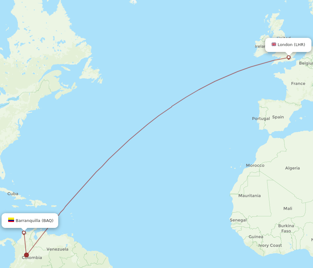LHR-BAQ flight routes