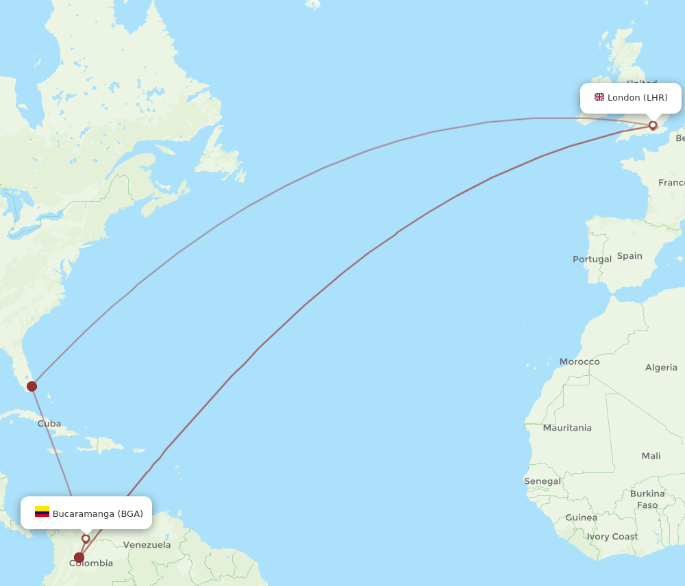 LHR-BGA flight routes