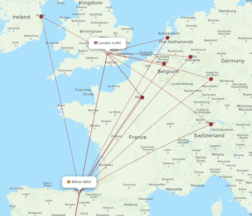 LHR-BIO flight routes
