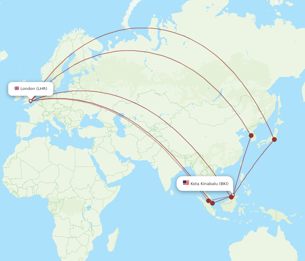 LHR-BKI flight routes