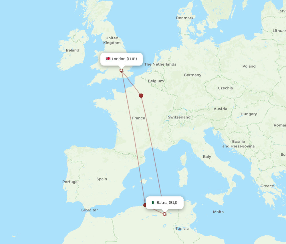 LHR-BLJ flight routes
