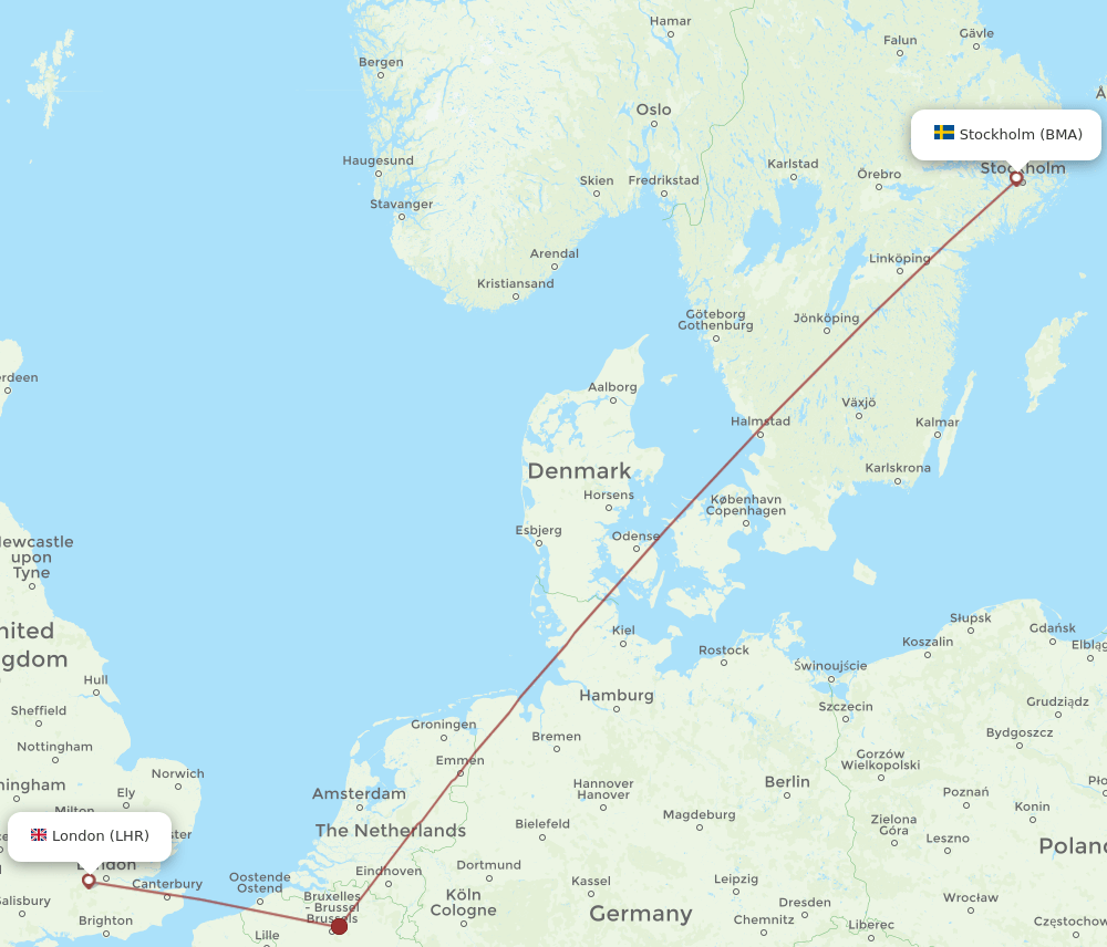 LHR to BMA flights and routes map