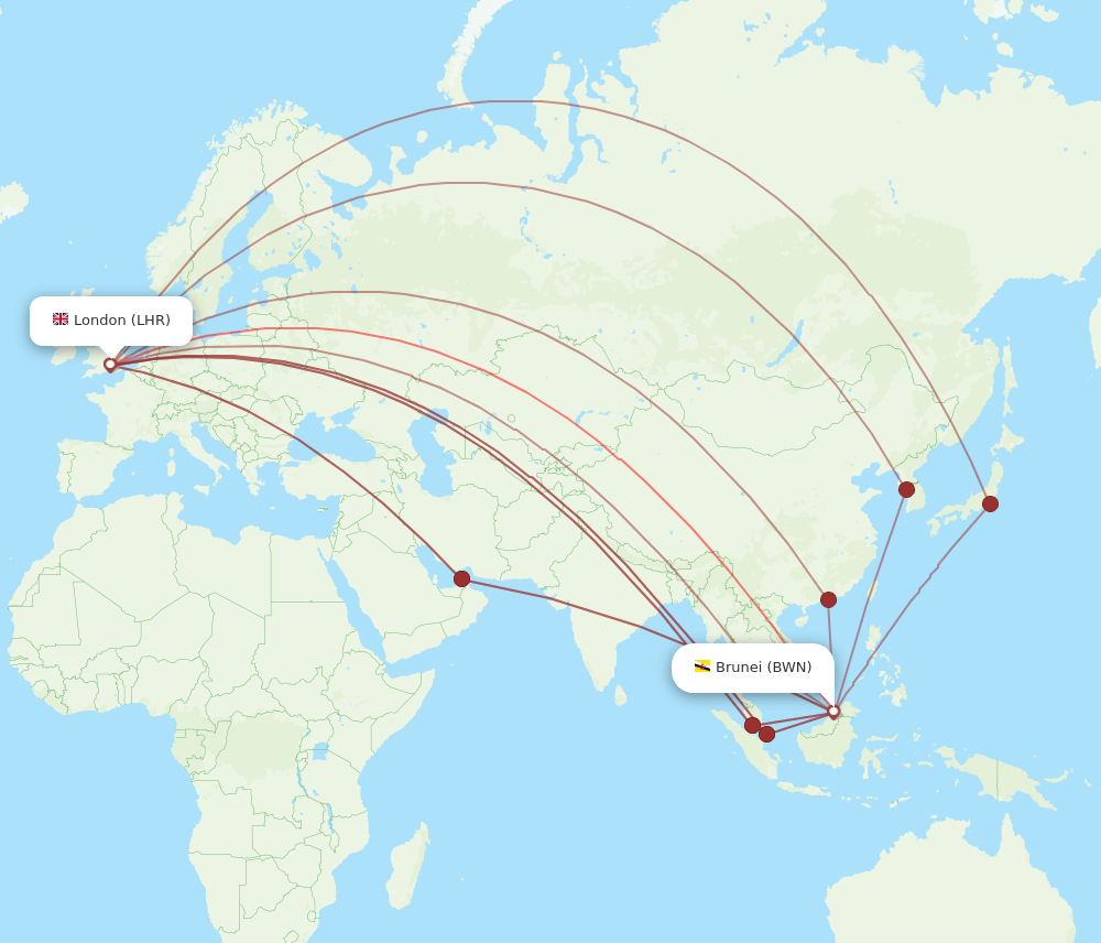 LHR-BWN flight routes