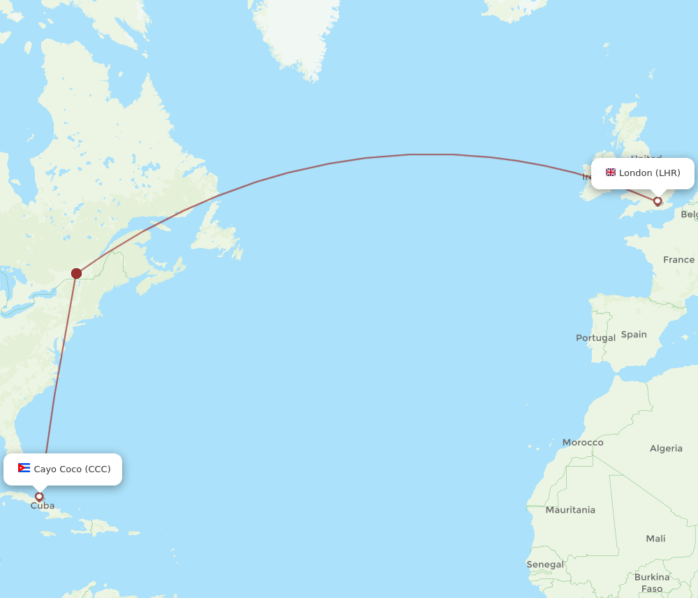 LHR-CCC flight routes