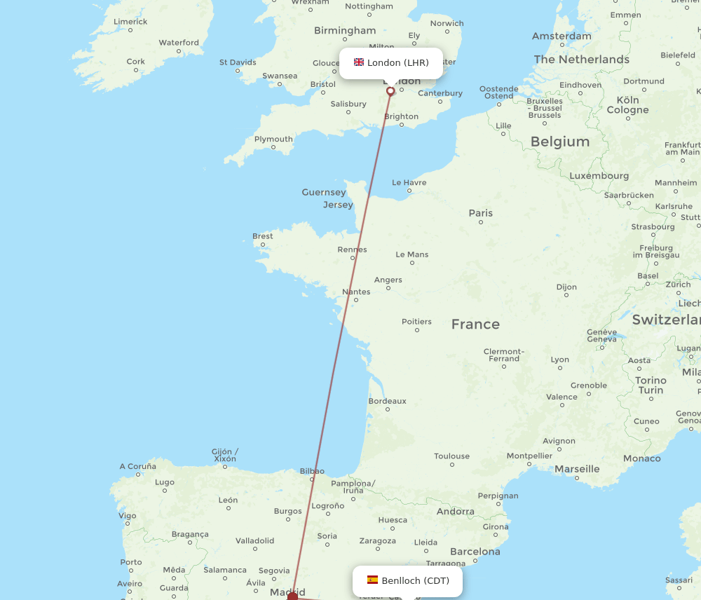 LHR-CDT flight routes
