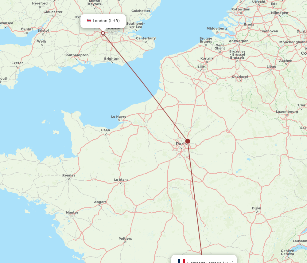 LHR-CFE flight routes