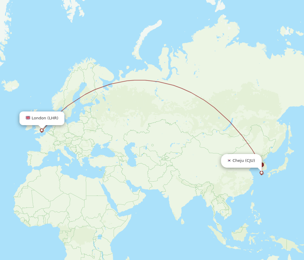 LHR-CJU flight routes