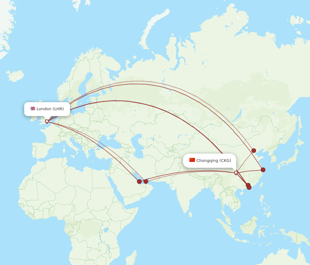 LHR-CKG flight routes