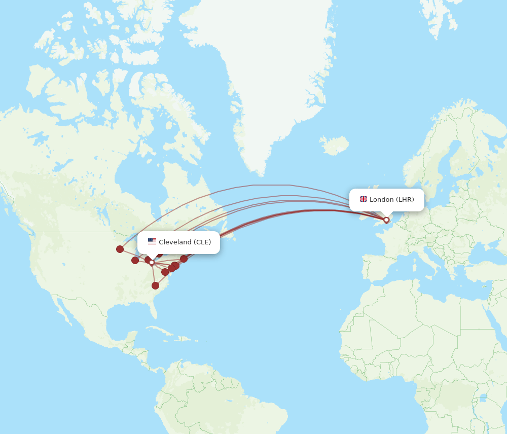 LHR-CLE flight routes