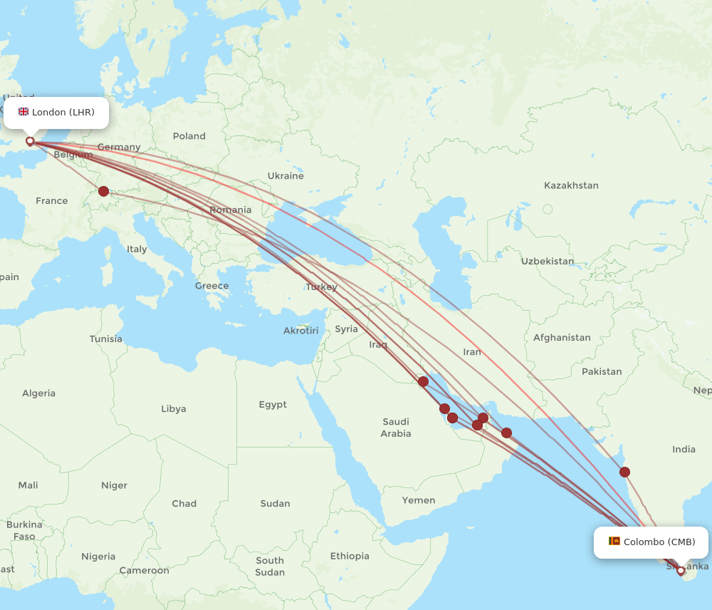 LHR-CMB flight routes