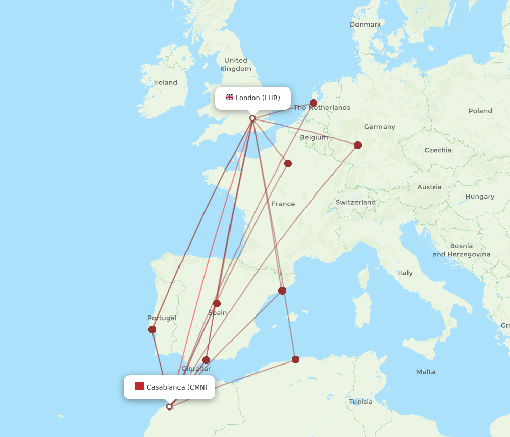 LHR-CMN flight routes