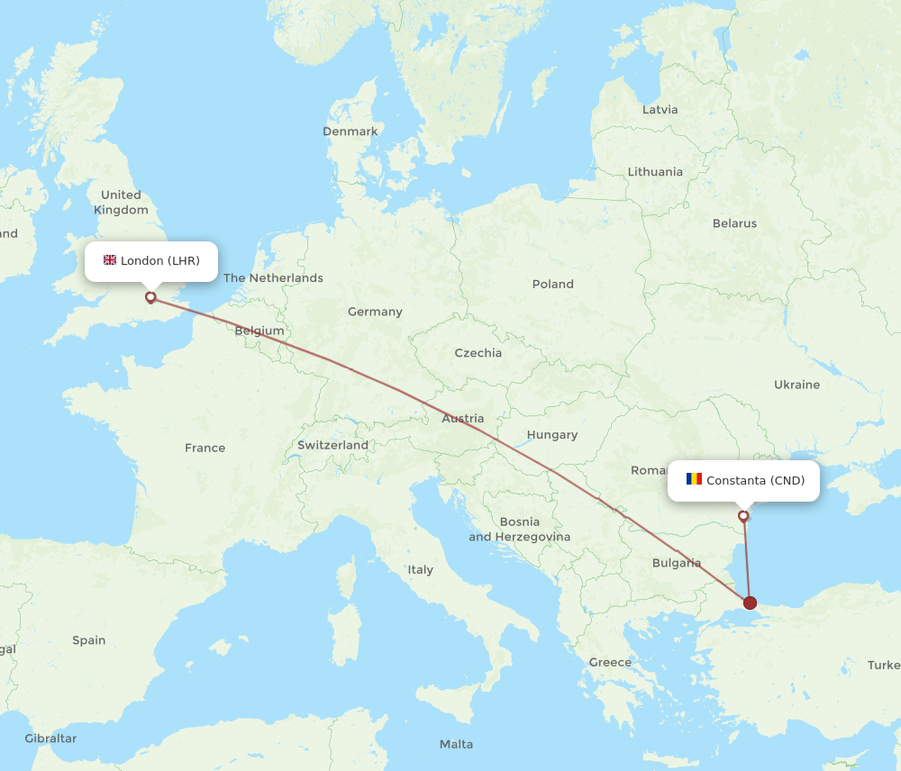 LHR-CND flight routes