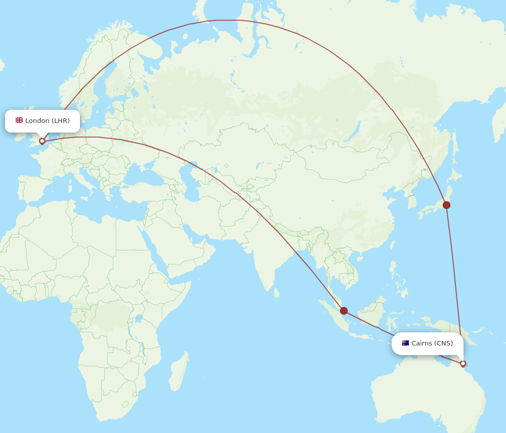 LHR-CNS flight routes