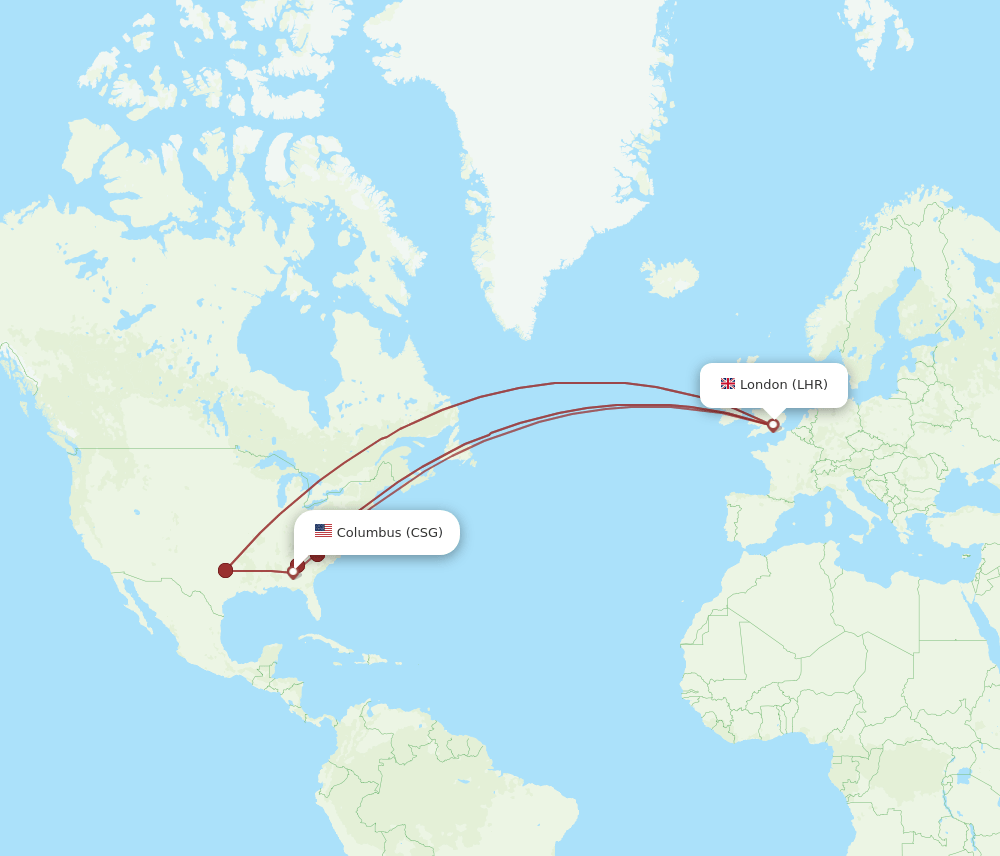 LHR-CSG flight routes