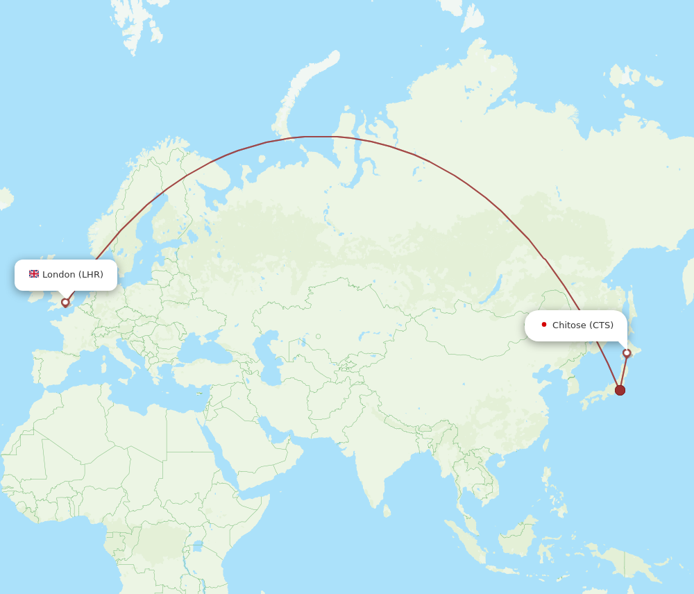 LHR to CTS flights and routes map
